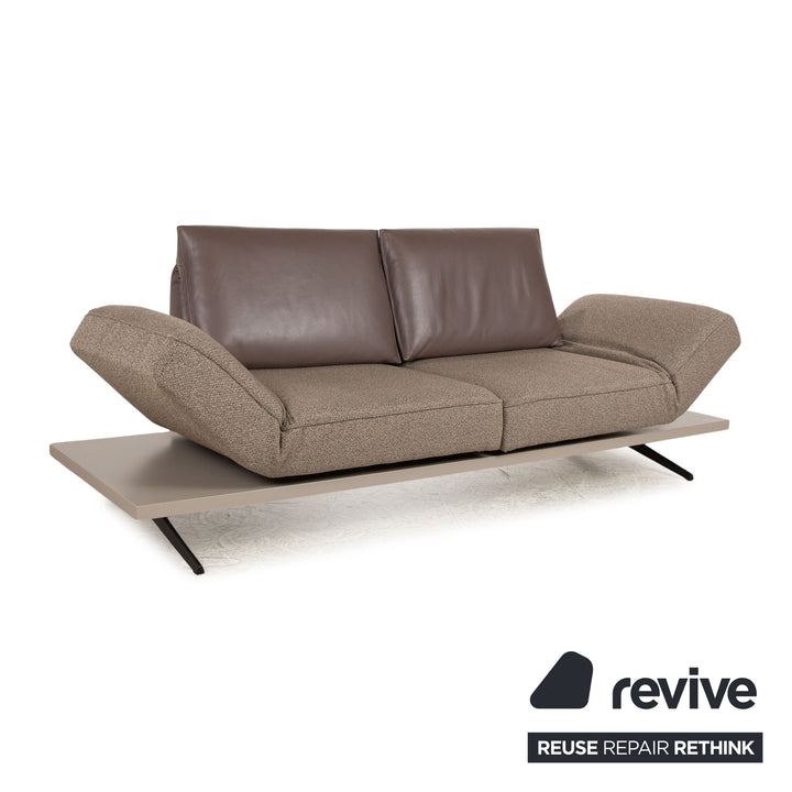 Koinor Phoenix Stoff Leder Zweisitzer Grau Braun manuelle Funktion Sofa Couch