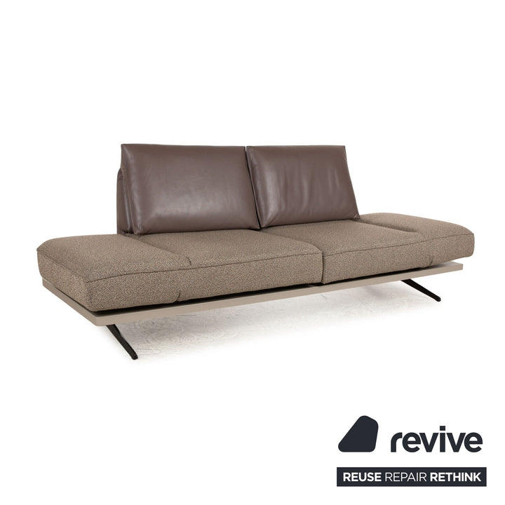 Koinor Phoenix Stoff Leder Zweisitzer Grau Braun manuelle Funktion Sofa Couch