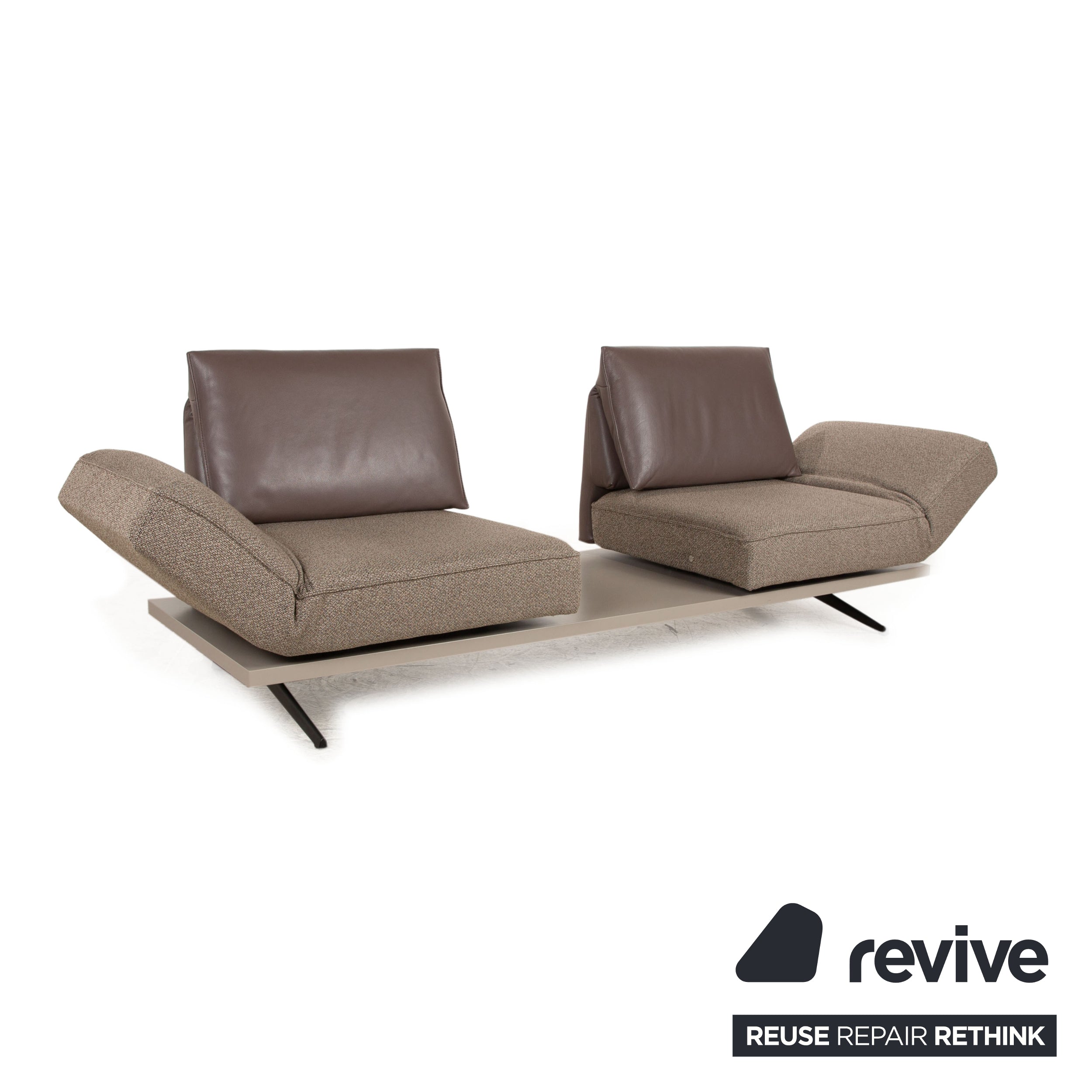 Koinor Phoenix Stoff Leder Zweisitzer Grau Braun manuelle Funktion Sofa Couch