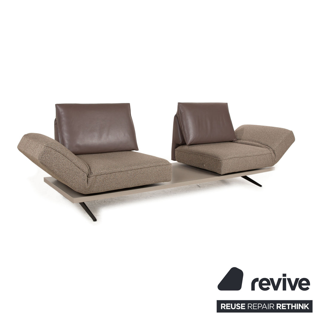 Koinor Phoenix Stoff Leder Zweisitzer Grau Braun manuelle Funktion Sofa Couch
