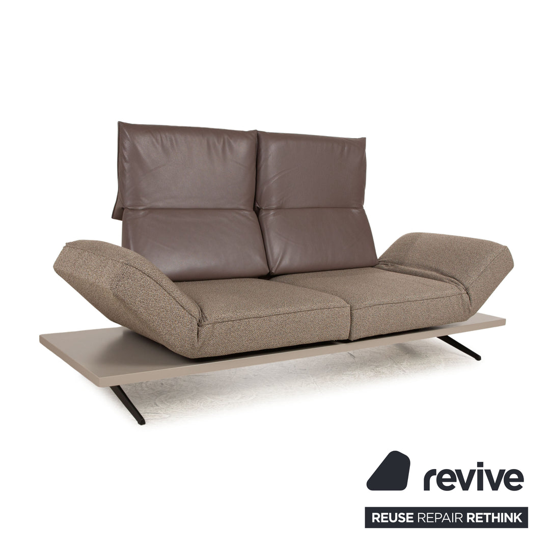 Koinor Phoenix Stoff Leder Zweisitzer Grau Braun manuelle Funktion Sofa Couch
