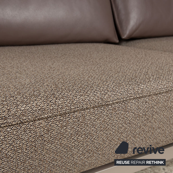 Koinor Phoenix Stoff Leder Zweisitzer Grau Braun manuelle Funktion Sofa Couch