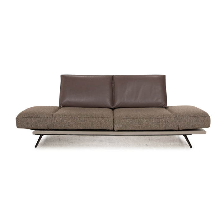 Koinor Phoenix Stoff Leder Zweisitzer Grau Braun manuelle Funktion Sofa Couch