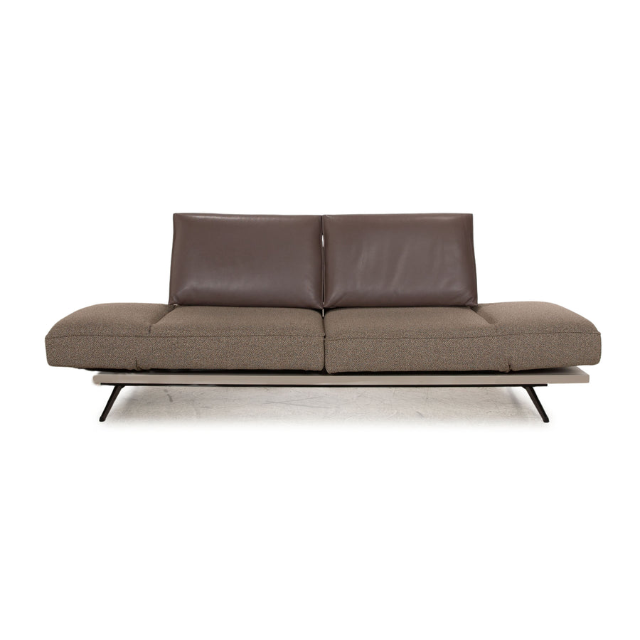 Koinor Phoenix Stoff Leder Zweisitzer Grau Braun manuelle Funktion Sofa Couch