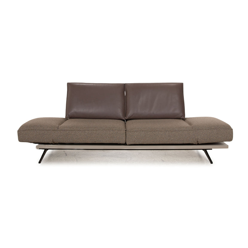 Koinor Phoenix Stoff Leder Zweisitzer Grau Braun manuelle Funktion Sofa Couch