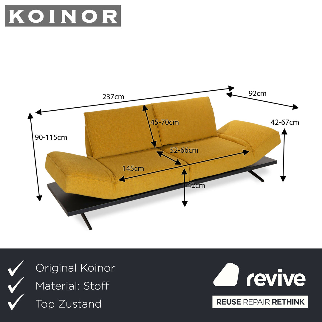 Koinor Phoenix Fabric Two-Seater Yellow Manual Function Sofa Couch