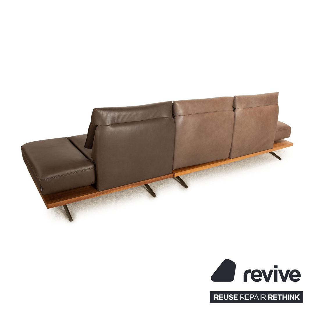 Koinor Phoenix canapé d'angle en cuir gris marron fonction manuelle canapé