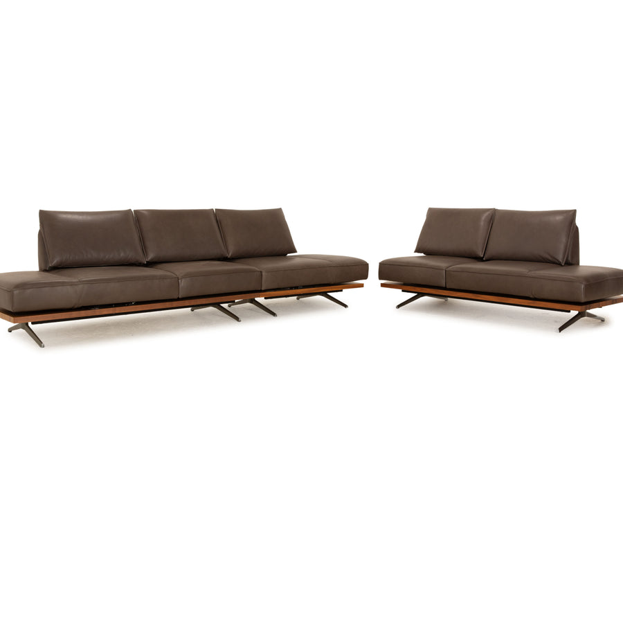 Koinor Phoenix canapé d'angle en cuir gris marron fonction manuelle canapé