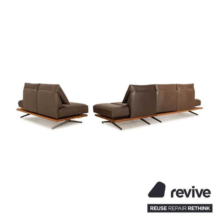 Koinor Phoenix canapé d'angle en cuir gris marron fonction manuelle canapé