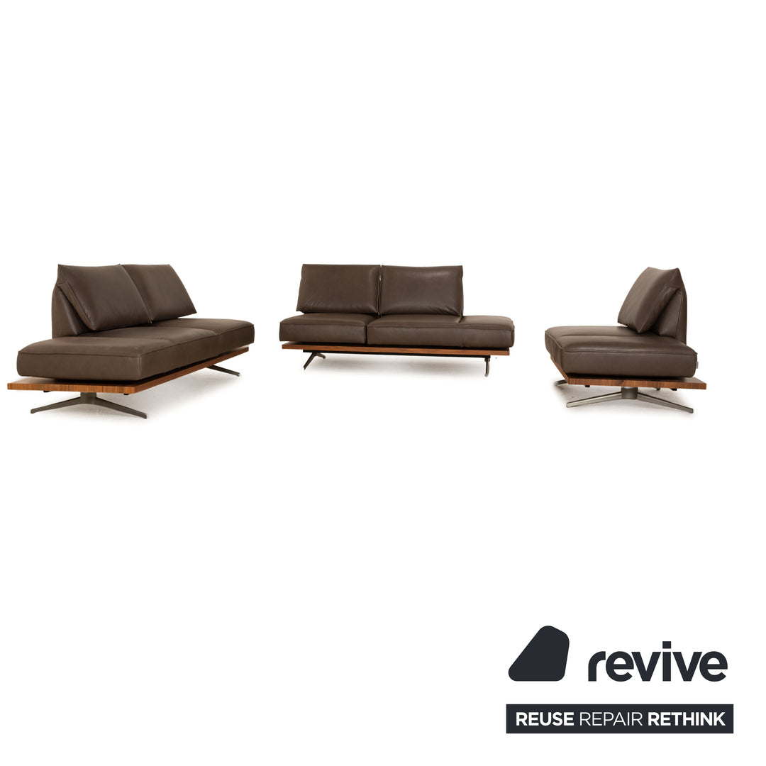 Koinor Phoenix canapé d'angle en cuir gris marron fonction manuelle canapé