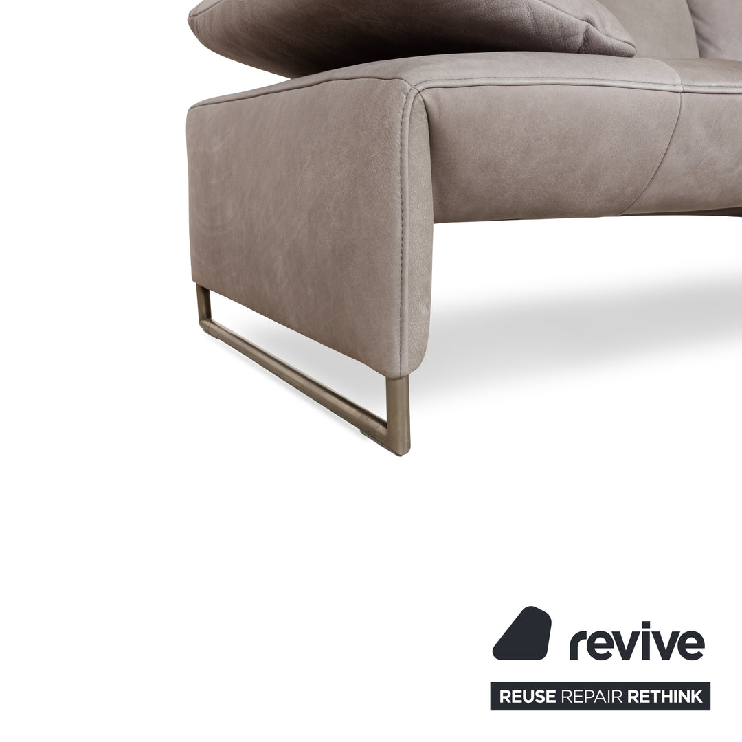 Koinor Ramon lædersofasæt, trepersoners, topersoners, grå, manuel funktion, sofa