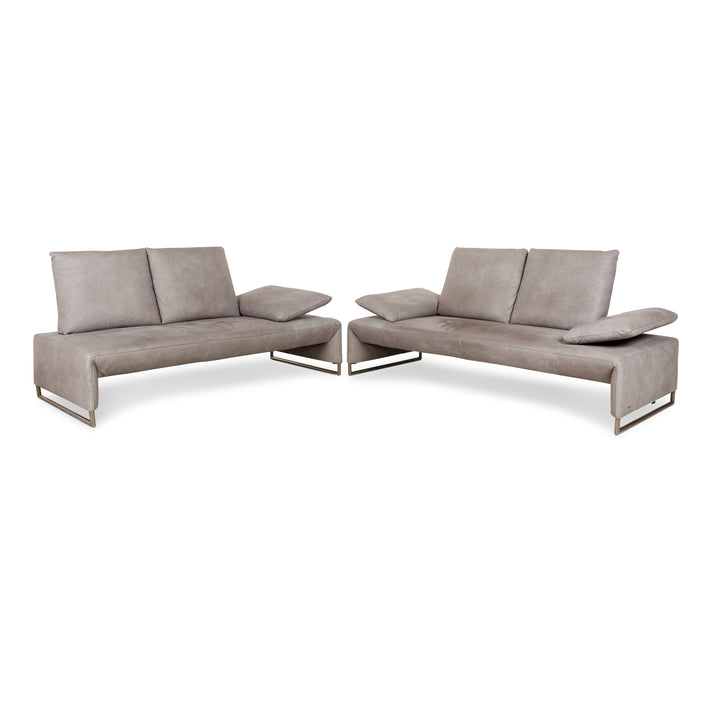 Koinor Ramon Leather Sofa Set Three-Seater Two-Seater Gray Manual Function Couch