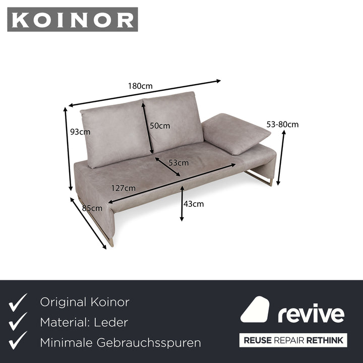 Koinor Ramon Leder Zweisitzer Grau manuelle Funktion Sofa Couch OUTLET