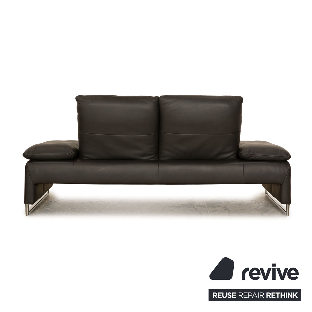 Koinor Ramon Leather Two Seater Gray Sofa Couch Manual Function