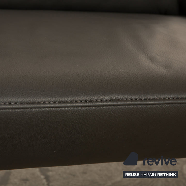 Koinor Ramon Leather Two Seater Gray Sofa Couch Manual Function