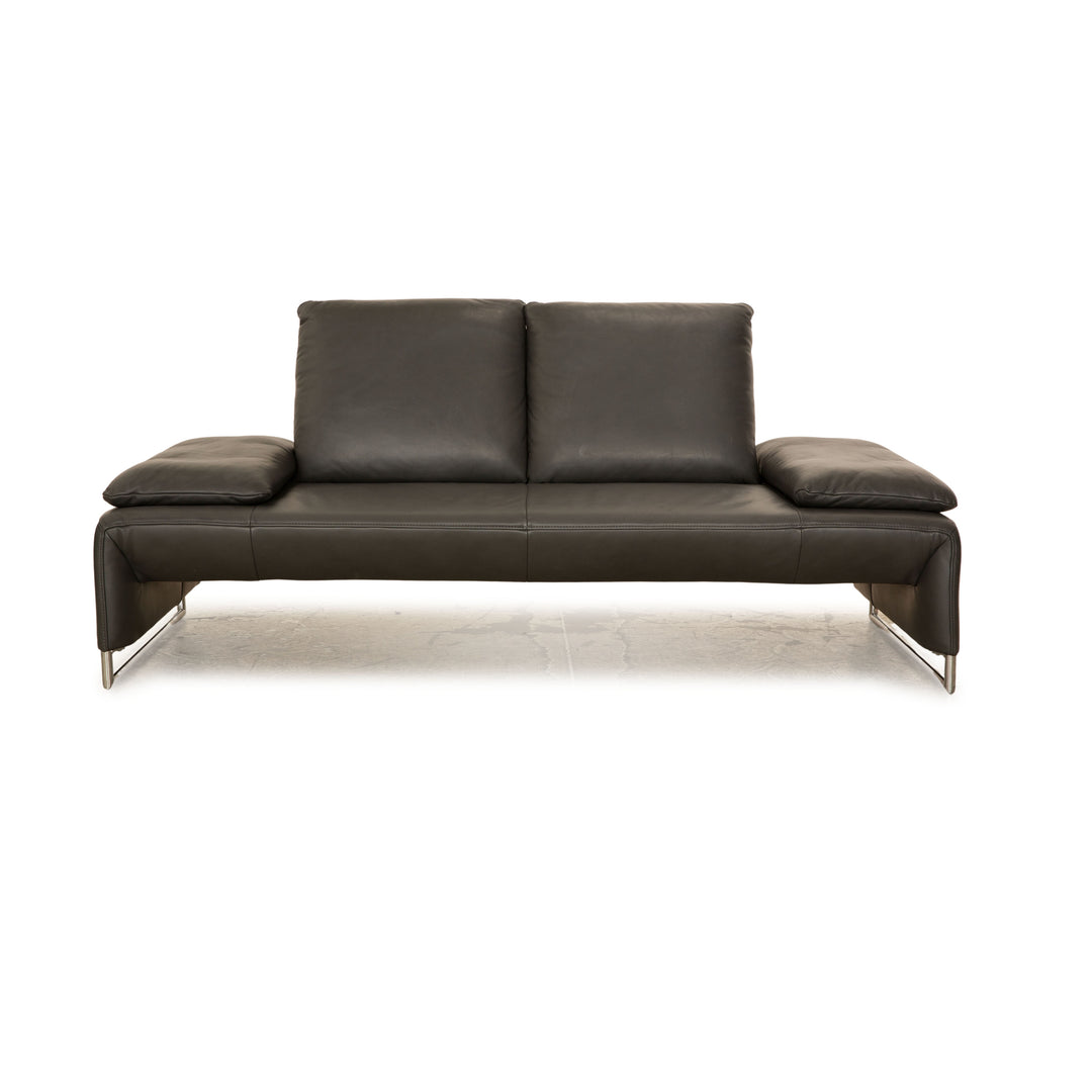 Koinor Ramon Leather Two Seater Gray Sofa Couch Manual Function
