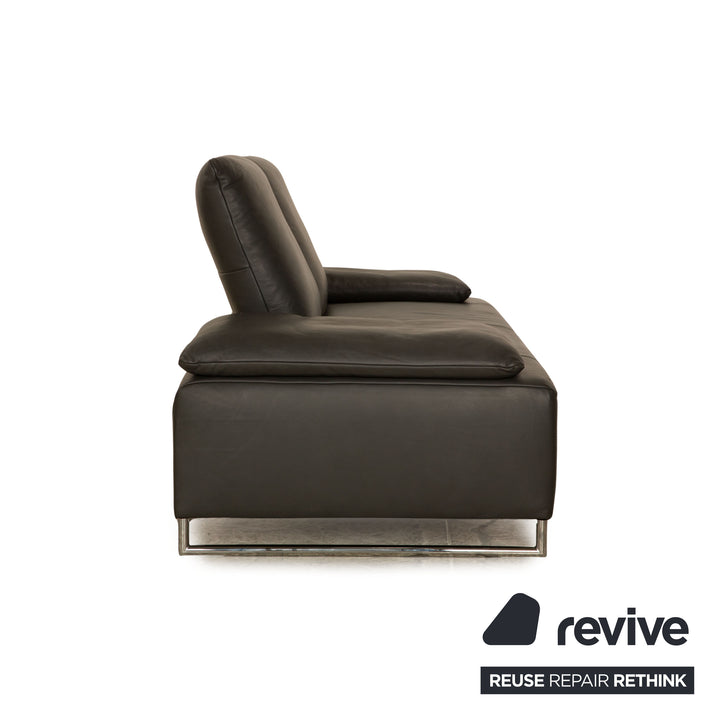 Koinor Ramon Leather Two Seater Gray Sofa Couch Manual Function