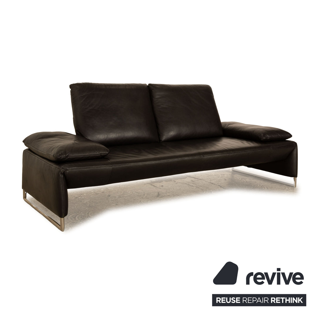 Koinor Ramon Leather Two Seater Black Manual Function Sofa Couch