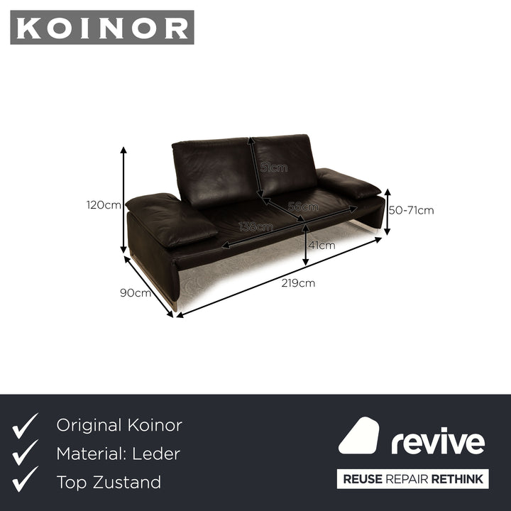 Koinor Ramon Leder Zweisitzer Schwarz manuelle Funktion Sofa Couch
