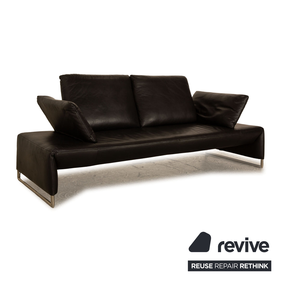 Koinor Ramon Leather Two Seater Black Manual Function Sofa Couch