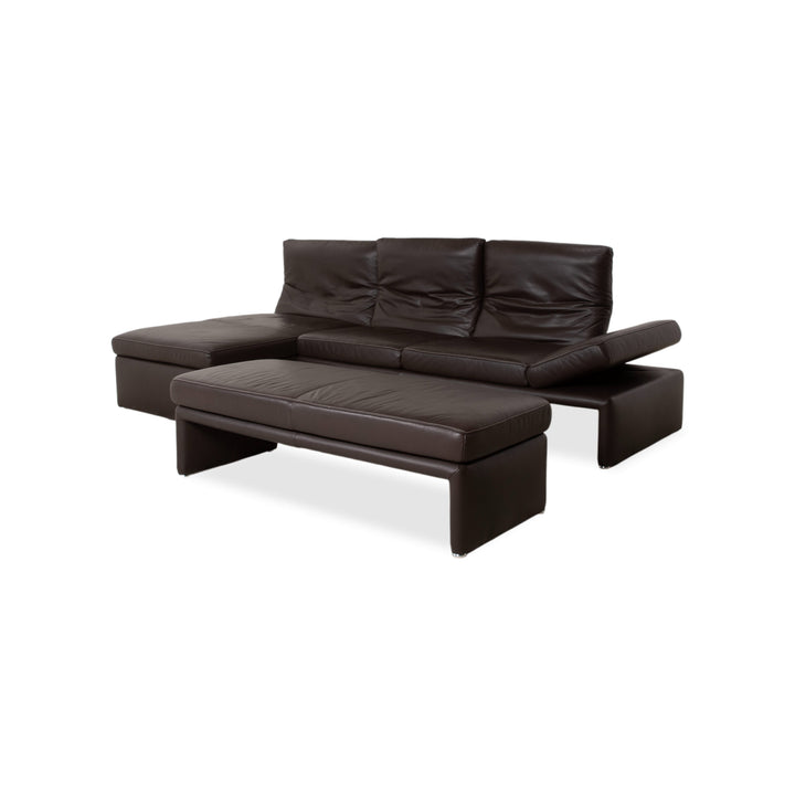 Koinor Raoul Sofa Set Leather Corner Sofa Stool Brown Manual Function Left Chaise Longue