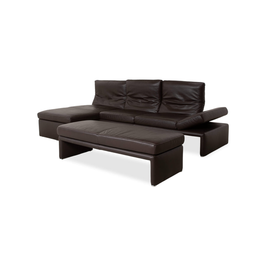 Koinor Raoul Garnitur Leder Ecksofa Hocker Braun manuelle Funktion Recamiere Links