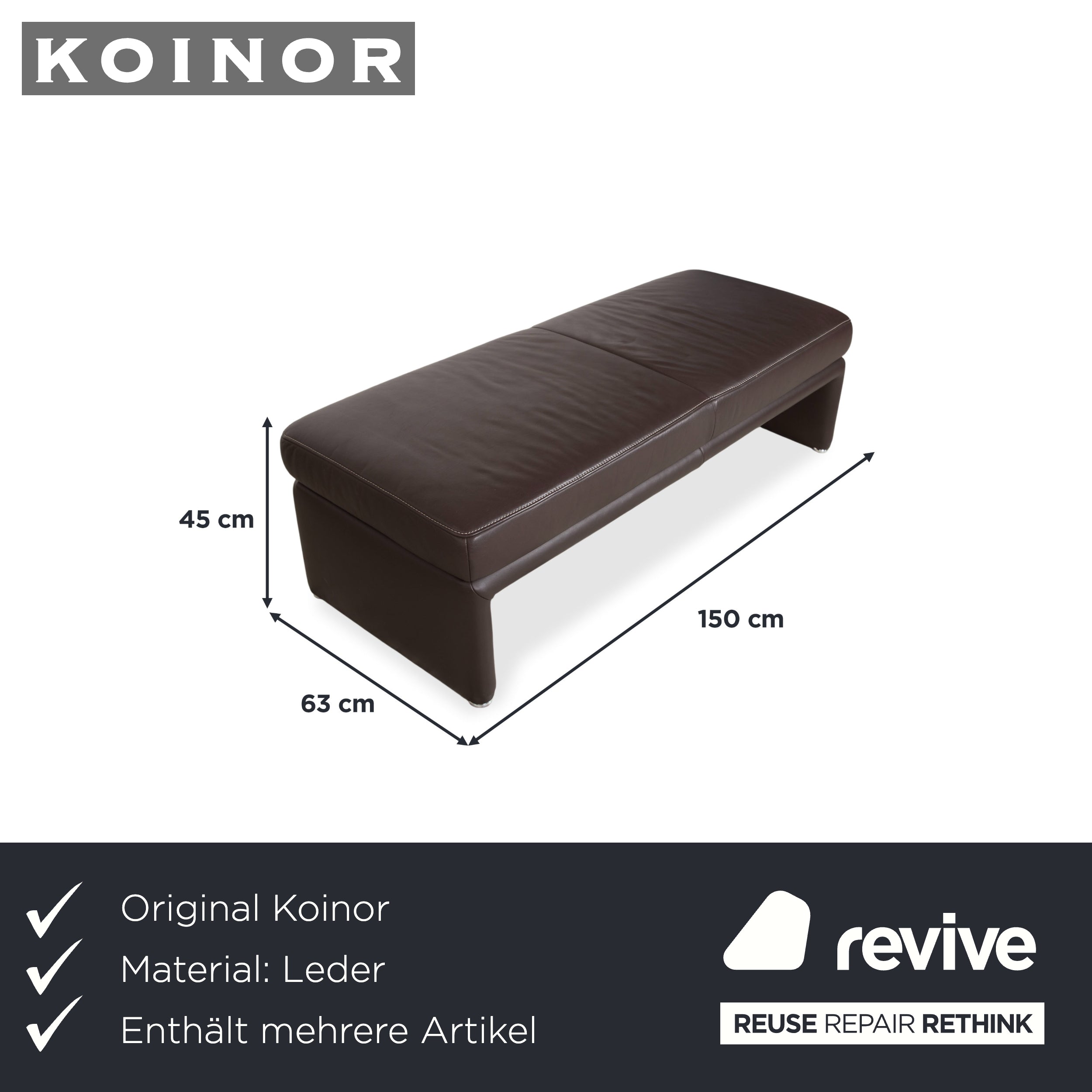 Koinor Raoul Garnitur Leder Ecksofa Hocker Braun manuelle Funktion Recamiere Links