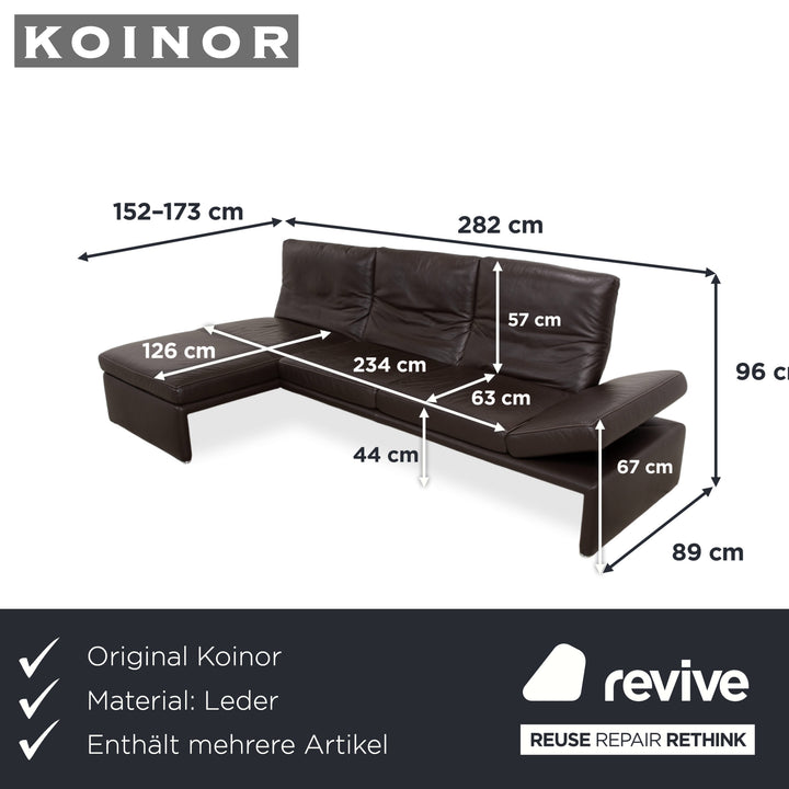 Koinor Raoul Garnitur Leder Ecksofa Hocker Braun manuelle Funktion Recamiere Links