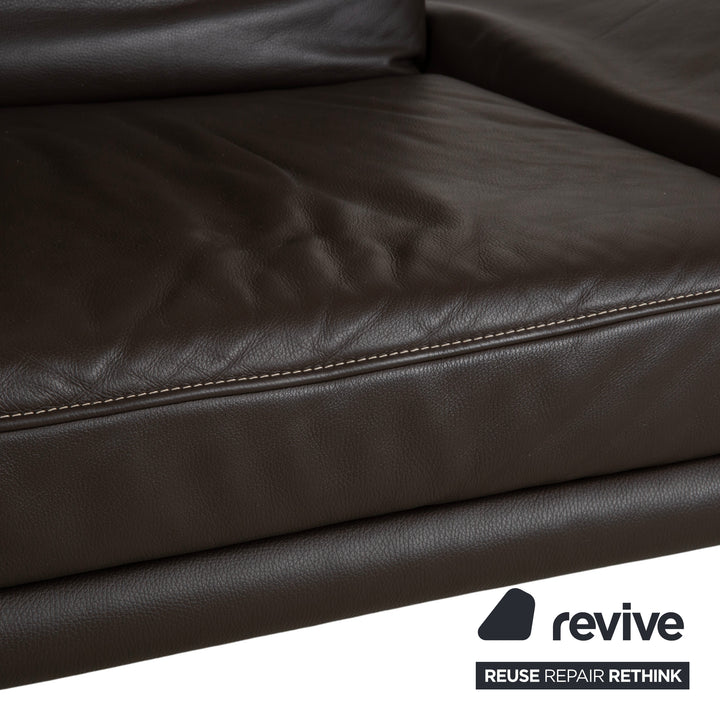 Koinor Raoul Leder Dreisitzer Braun Espresso Sofa Couch manuelle Relaxfunktion