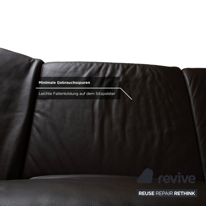 Koinor Raoul Leder Dreisitzer Braun Espresso Sofa Couch manuelle Relaxfunktion