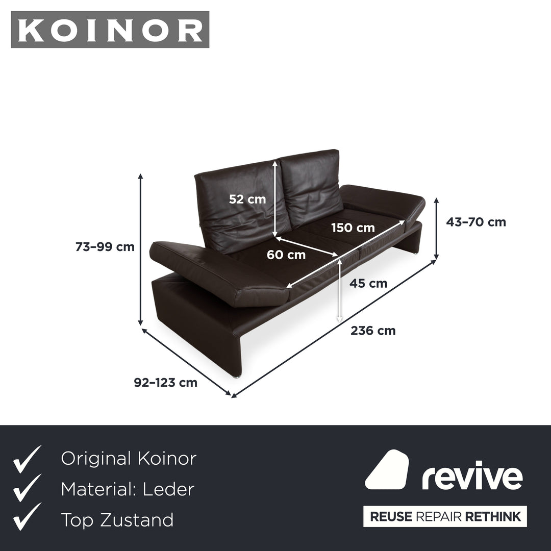 Koinor Raoul Leder Dreisitzer Braun Espresso Sofa Couch manuelle Relaxfunktion