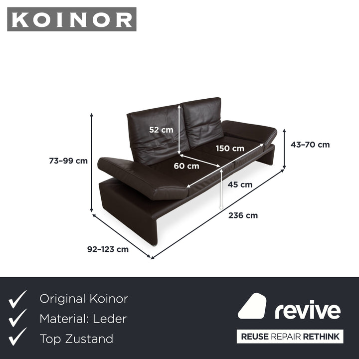 Koinor Raoul Leder Dreisitzer Braun Espresso Sofa Couch manuelle Relaxfunktion
