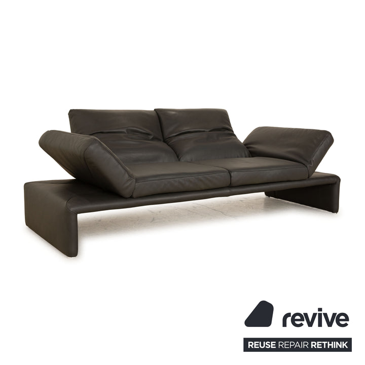 Koinor Raoul Leder Dreisitzer Dunkelgrau Schiefer manuelle Funktion Sofa Couch