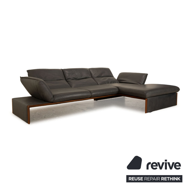 Koinor Raoul Leder Ecksofa Anthrazit Grau manuelle Funktion Recamiere Rechts Sofa Couch