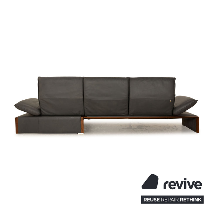 Koinor Raoul Leather Corner Sofa Anthracite Gray Manual Function Recamiere Right Sofa Couch