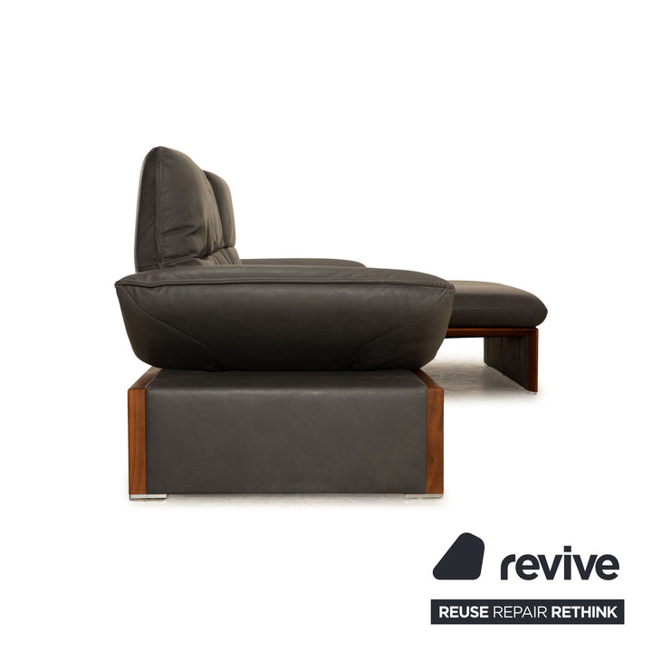 Koinor Raoul Leder Ecksofa Anthrazit Grau manuelle Funktion Recamiere Rechts Sofa Couch