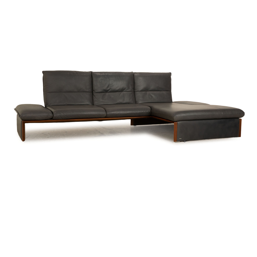Koinor Raoul Leder Ecksofa Anthrazit Grau manuelle Funktion Recamiere Rechts Sofa Couch