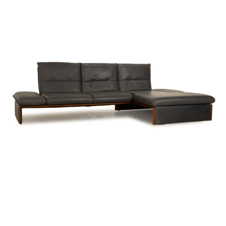 Koinor Raoul Leder Ecksofa Anthrazit Grau manuelle Funktion Recamiere Rechts Sofa Couch