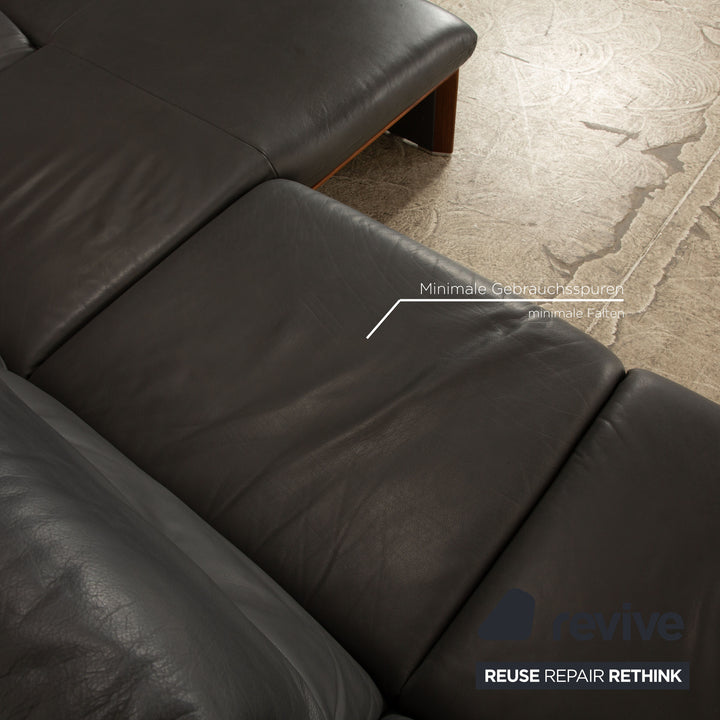 Koinor Raoul Leder Ecksofa Anthrazit Grau manuelle Funktion Recamiere Rechts Sofa Couch