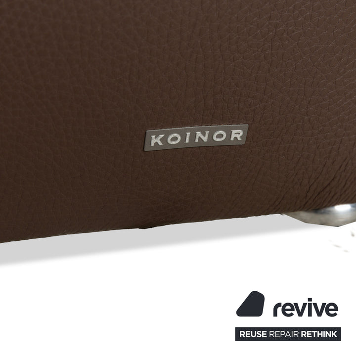 Canapé d'angle en cuir Koinor Raoul marron gris méridienne droite fonction manuelle