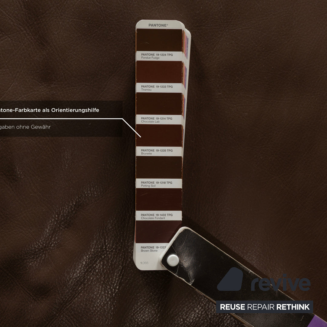 Canapé d'angle en cuir Koinor Raoul marron gris méridienne droite fonction manuelle