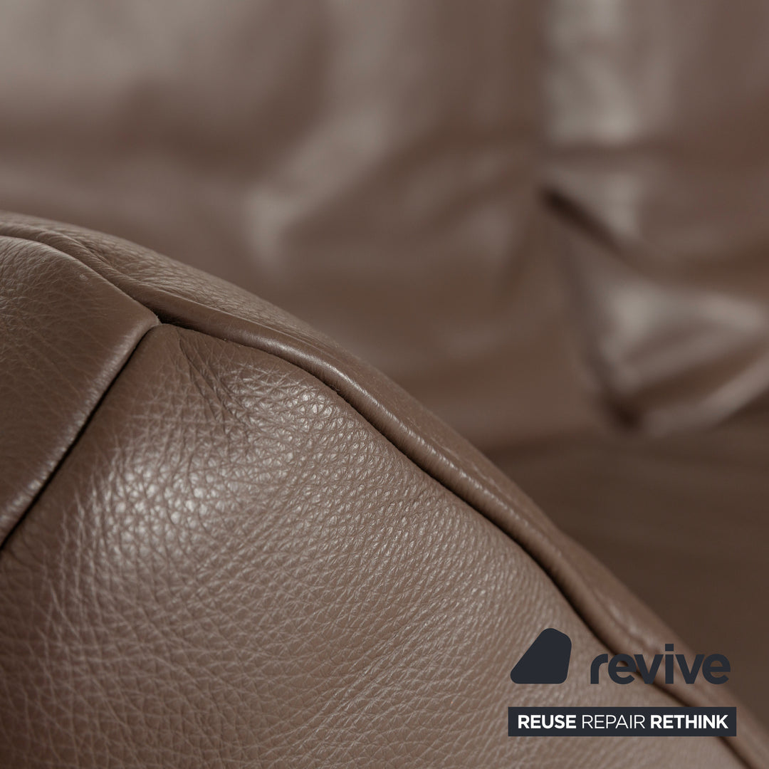 Canapé d'angle en cuir Koinor Raoul marron gris méridienne droite fonction manuelle