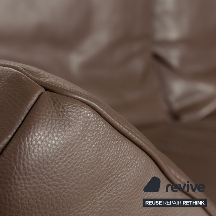 Canapé d'angle en cuir Koinor Raoul marron gris méridienne droite fonction manuelle