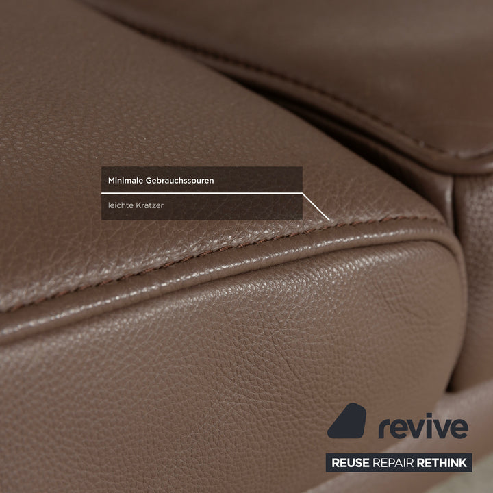 Canapé d'angle en cuir Koinor Raoul marron gris méridienne droite fonction manuelle