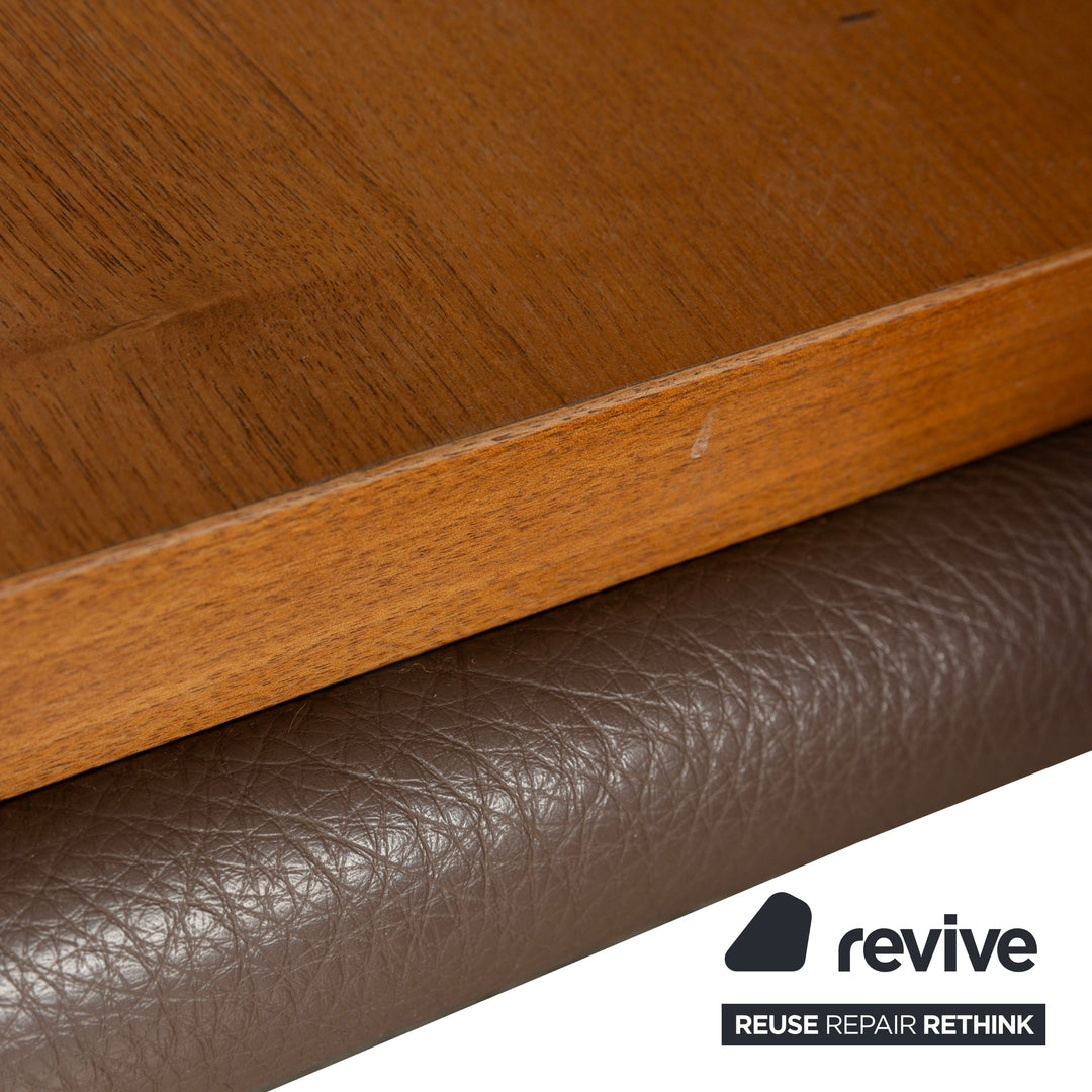 Canapé d'angle en cuir Koinor Raoul marron gris méridienne droite fonction manuelle