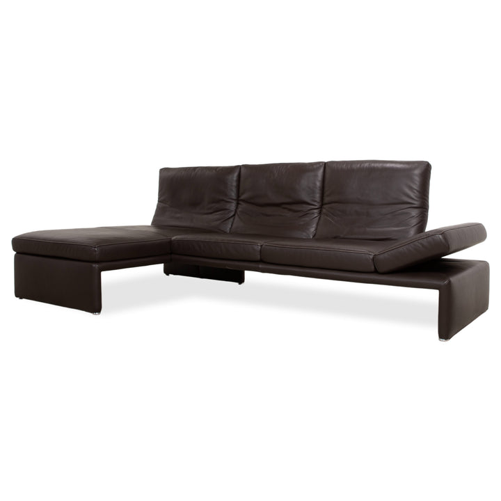 Koinor Raoul Leather Corner Sofa Brown Manual Function Left Chaise Longue