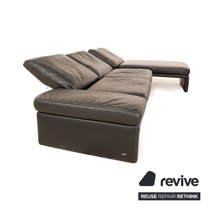 Koinor Raoul Leather Corner Sofa Black Manual Function Recamiere Right Sofa Couch