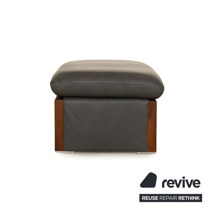 Koinor Raoul Leather Stool Anthracite Gray