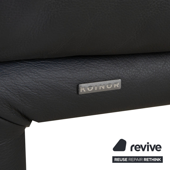 Fauteuil suspendu en cuir Koinor Raoul, gris anthracite, fonction électrique