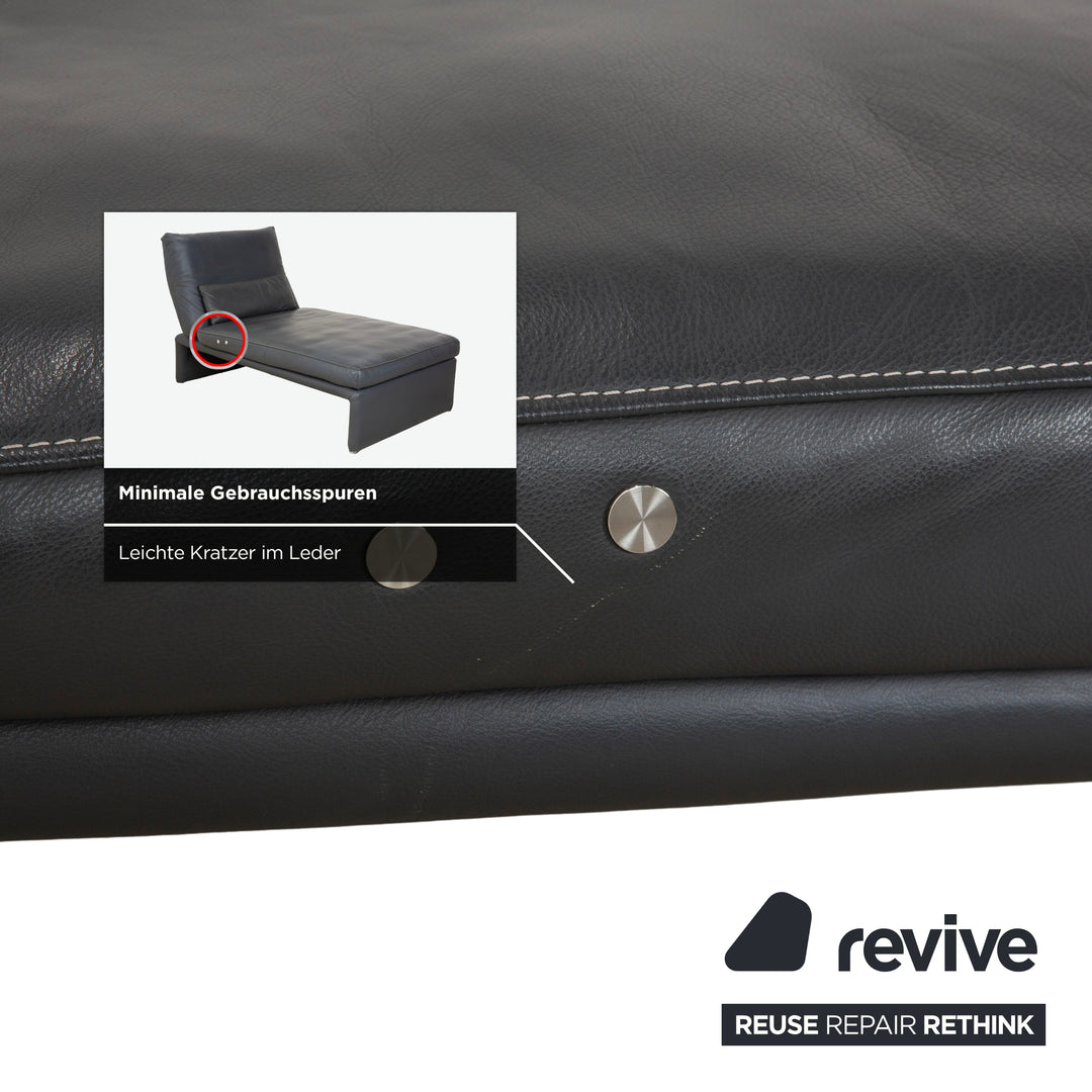 Fauteuil suspendu en cuir Koinor Raoul, gris anthracite, fonction électrique